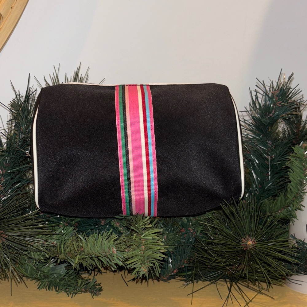 Lancome Black Bag with Pink and Green Stripe